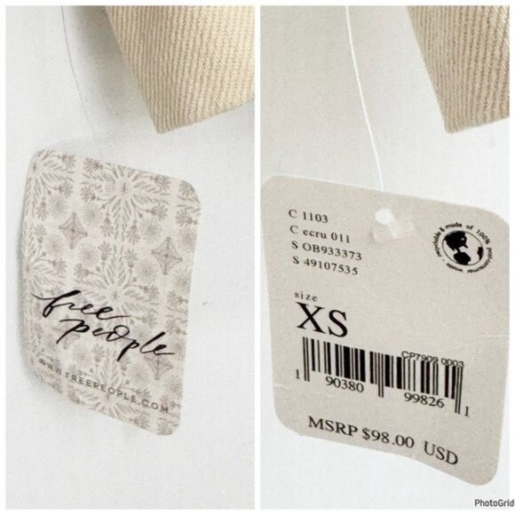 Free People ivory Rumors Denim Jacket in Ecru 011 Size XSmall - Picture 9 of 10